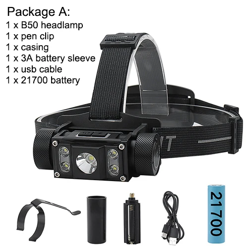 

Asafee B40 5 Modes LED Headlamp XPG2 COB LED 21700 TypeC Charging Outdoor Headlight Waterproof Fishing Hunting Camping Head Lamp