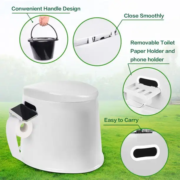 

Travel Camping Toilet, 5.3 Gallon, White