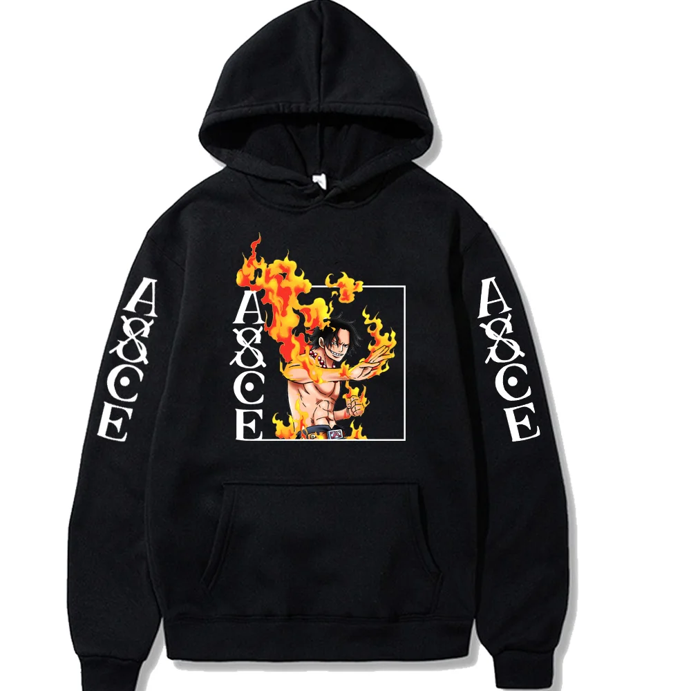 

One Piece Hoodie Loose Unisex Autumn Anime Style Hoodie Ace Printing Pullover