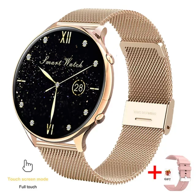 

New Fashion Women's Smart Watch Full Screen Touch Waterproof Bracelet Heart Rate Monitor Lady Smartwatches For Android IOS