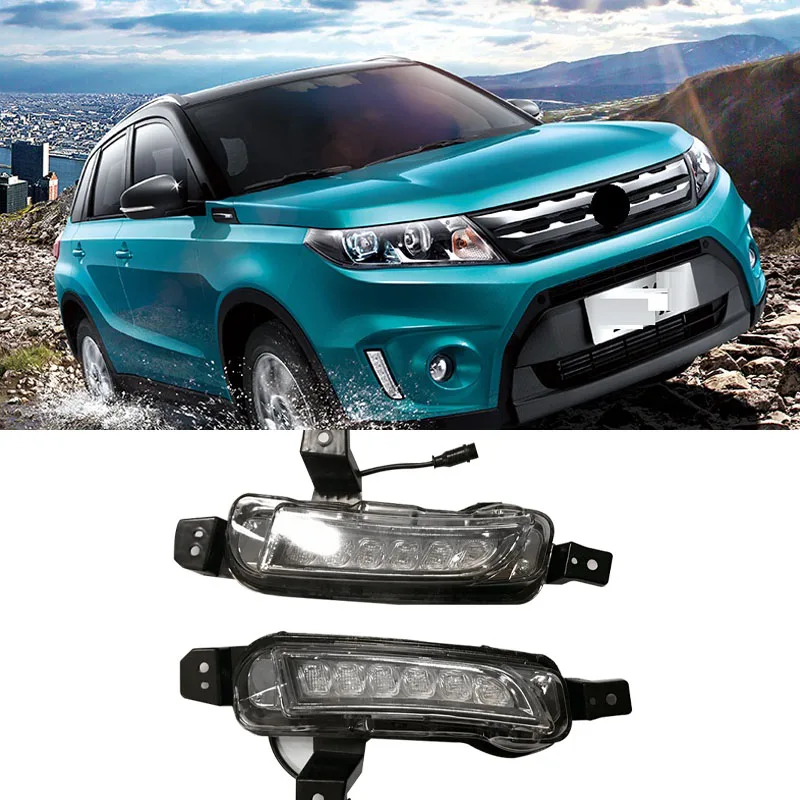 2 шт. светодиодные дневные ходовые огни для Suzuki Vitara 2015 2016 2017 2018 желтое сигнальное