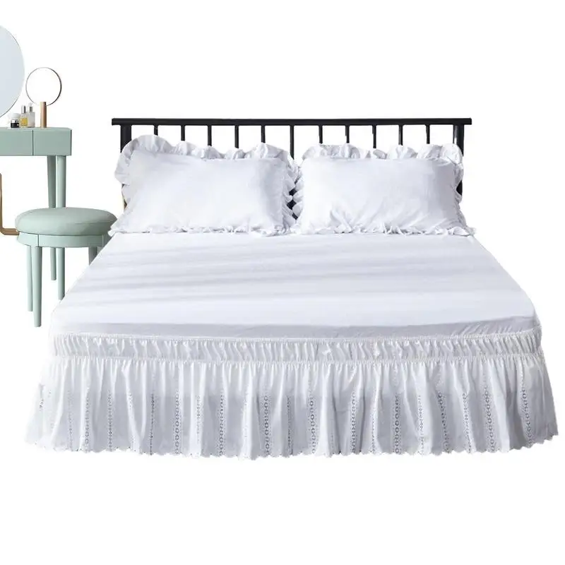

Queen Bed Skirt Soft Comfortable Fade Resistant Bed Skirts High Quality Machine Washable Bed Ruffled With Adjustable Straps