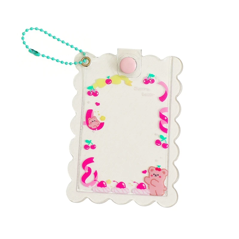 

Cute Kpop Idol Photocards Storage with Keychains Sweet Girls Cartoon PVC Bus Card Holder Photo Sleeves