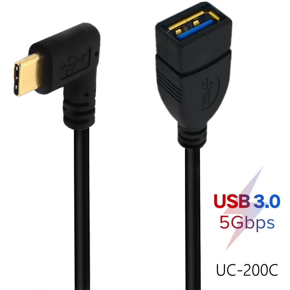 Фото U-образный 90-градусный USB 3.0 A «мама» на тип C «папа» OTG адаптер для Xiaomi POCO F3 Redmi Oneplus Realme кабель для передачи данных флэш-накопитель №3