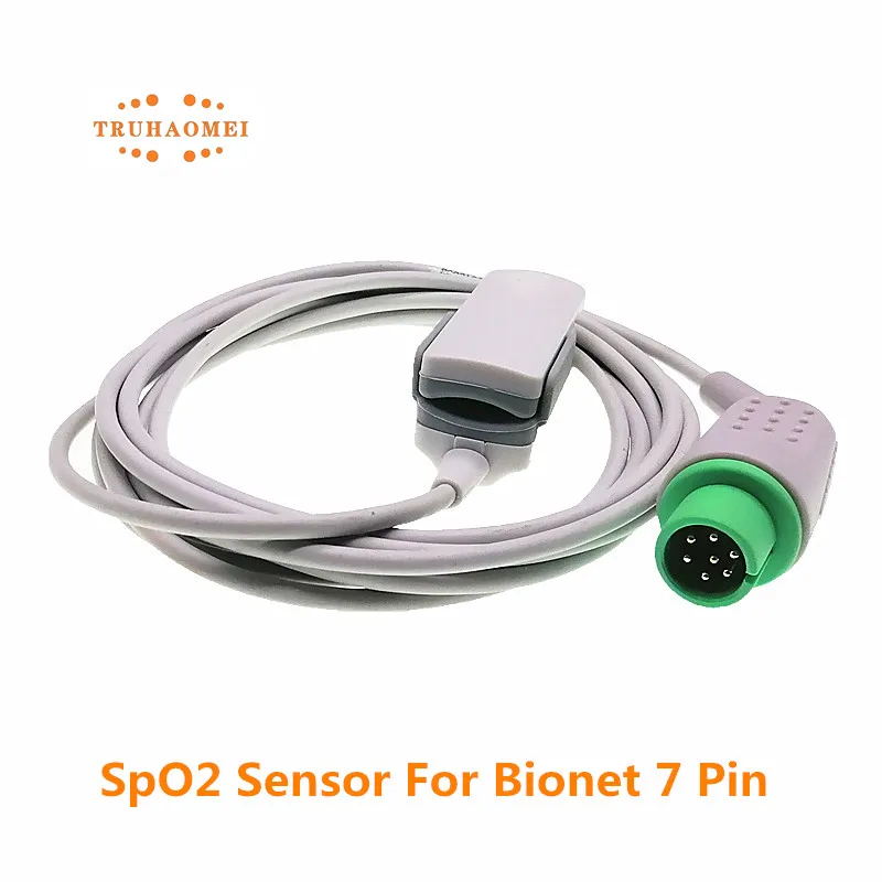 Фото 7-контактный круглый датчик SpO2, совместимый с Bionet BM3, BM5, BM7, многоразовый пульсоксиметр, датчик частоты пульса для новорожденных, детей, взрослых и ветеринарного использования. №2