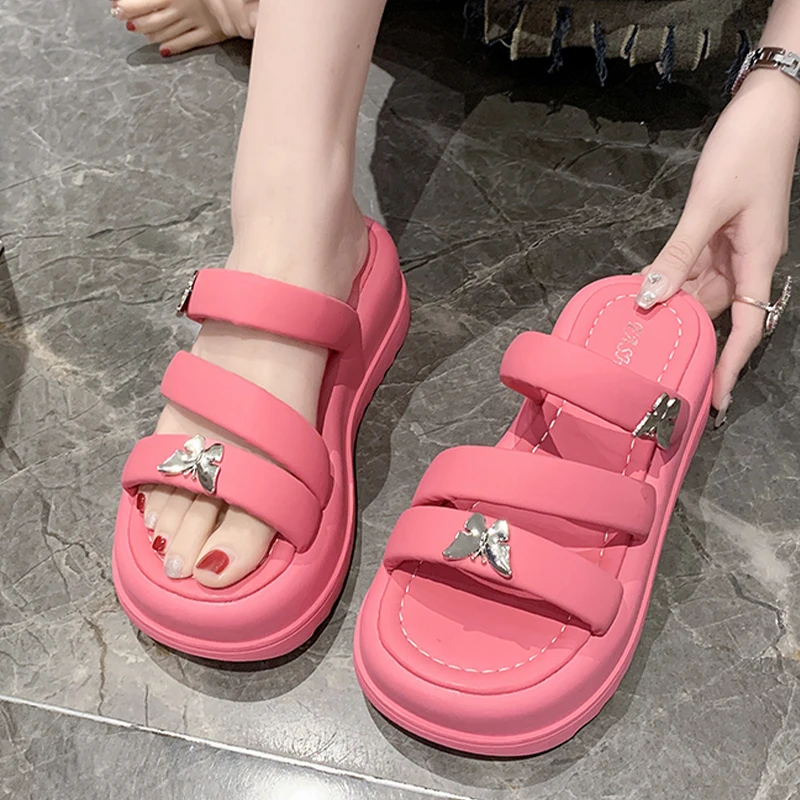 

2023 Summer Platform Women Slippers Flats Fashion Sandals Pumps New Casual Ladies Shoes Slingback Slides Women Thick Flip-flops