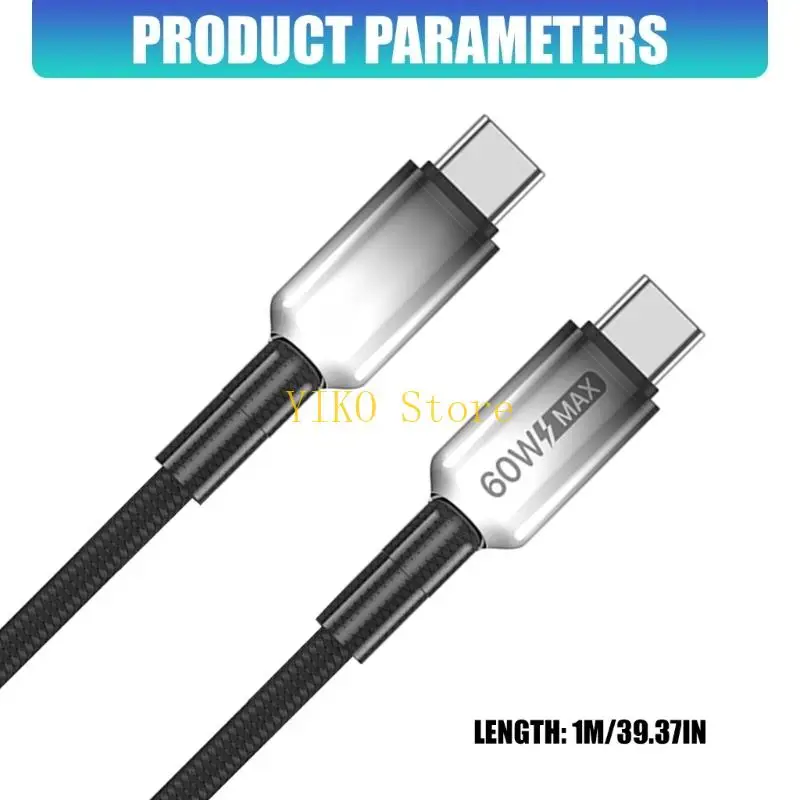 K32C Мужской USB-кабель для зарядки C, 60 Вт, нейлоновая оплетка для быстрой зарядки, для нескольких устройств (art.: 3920db4ef2480) - 3920db4ef2480
