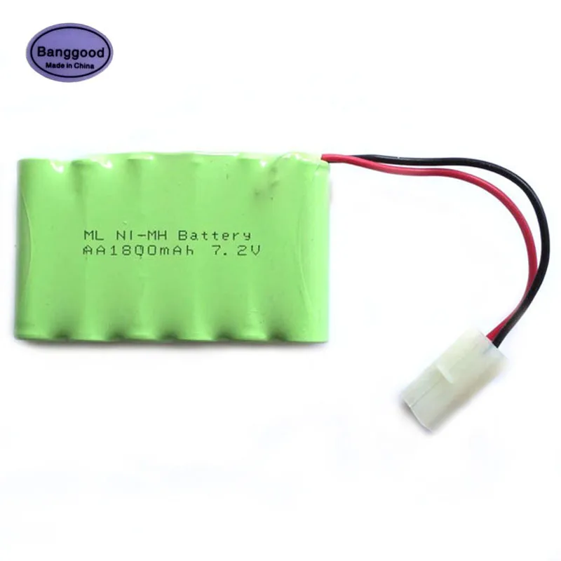 

High Quality 7.2V 1800mAh 6x AA Ni-MH RC Rechargeable Battery Pack for Helicopter Robot Car Toys with Tamiya Connector Plug