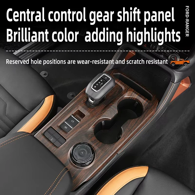 for Ford Ranger T9 2024 Accessories Carbon Fibre Car Modified Trim Panel Raptor Armrest Cover Center Control Interior