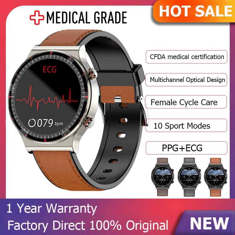 

Smart Watch PPG + ECG Medical Grade Heart Rate Monitor Men Women Blood Pressure Music Control Smartwatch Call Reminder Pedometer
