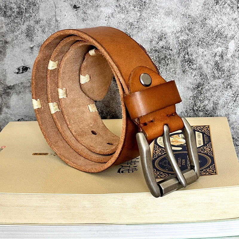 

Full Of Personality Retro Men's Leather Lead Layer Real Leather Needle Buckle Casual Trend Men's Belt