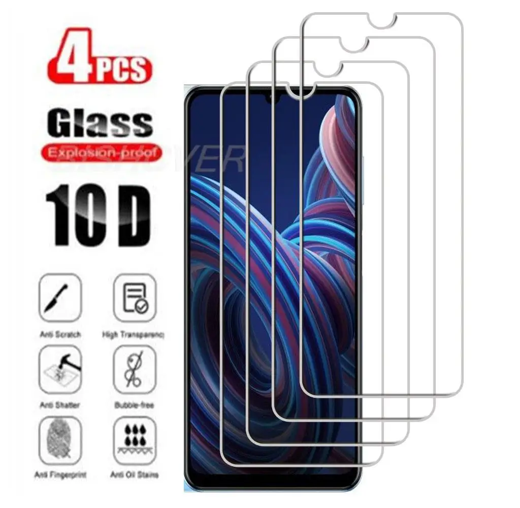 

4Pcs Tempered Glass For ZTE Blade V40 Vita 6.75" V40Vita BladeA72 A72 4G Screen Protector Phone Protective Glass Film 9H