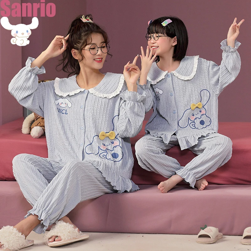 

Sanrio Cinnamoroll My Melody Pachacco Kawaii Cartoons Pajamas Cute Parent-Child Mother-Daughter Fall Cotton Anime Pajama Set