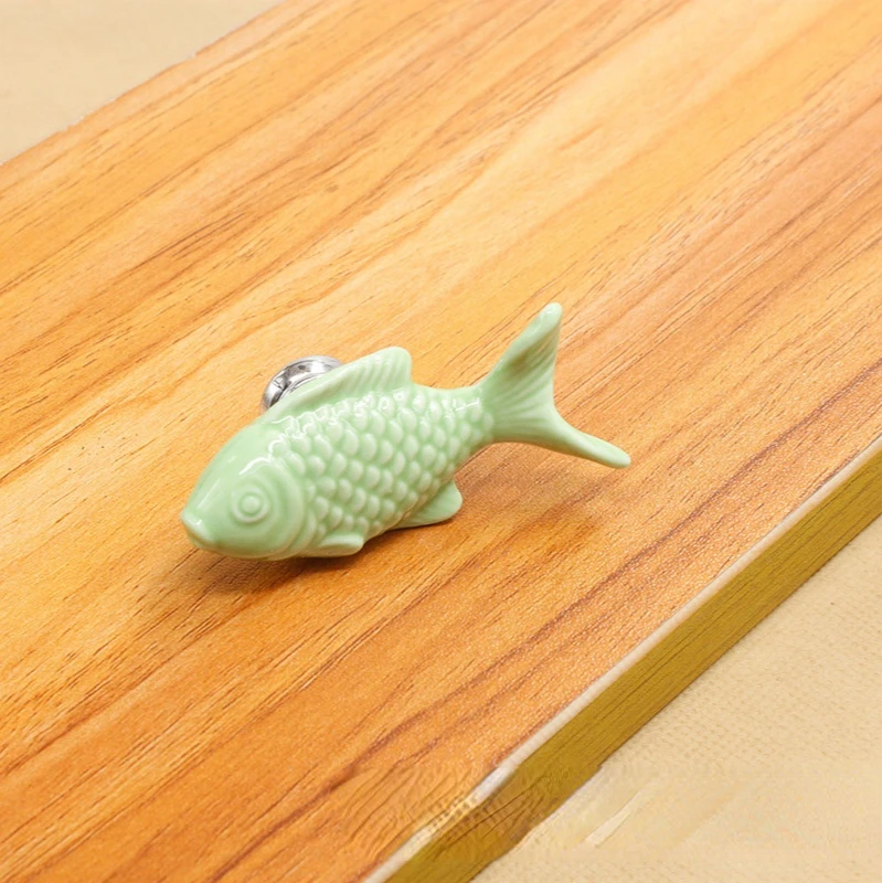 

63 мм детские ручки для ящиков в форме рыбы, керамические ручки для детской комнаты, ручки для кухонного шкафа, ручки для шкафа, мебельная фурнитура