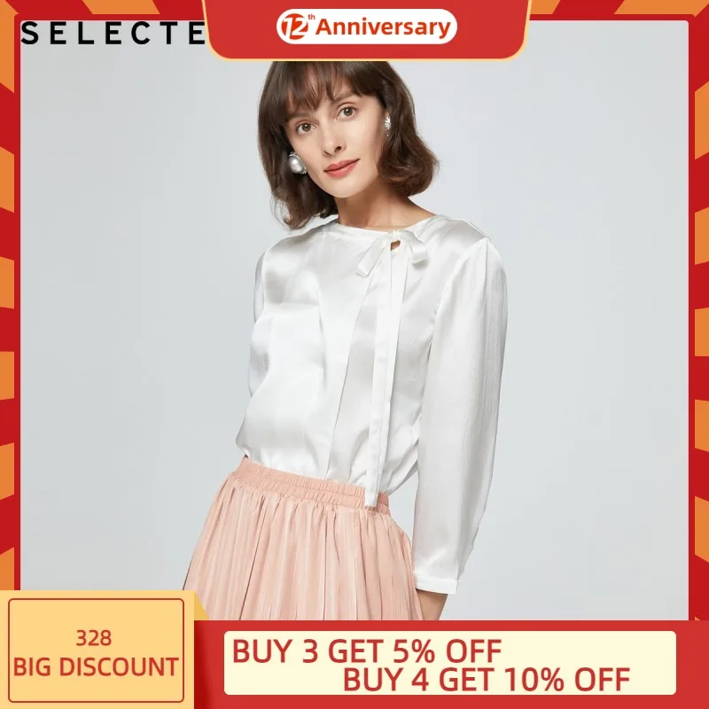 

SELECTED Silkworm Gloss Women's Stripe OL 3/4 Sleeves Top Shirt S|420358002