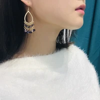 retro hollow earrings womens simple drop crystal tassel geometric earrings