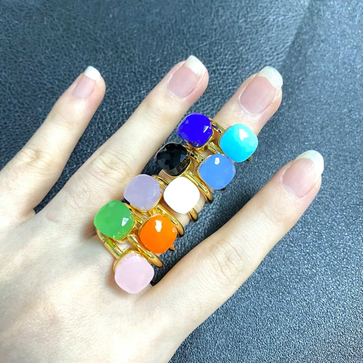 10.6mm Pomellato Crystal Candy Ring Fashion Jewelry Rose-Gold Plated Candy Color Ring Women Girlfriend Birthday Gift Valentine