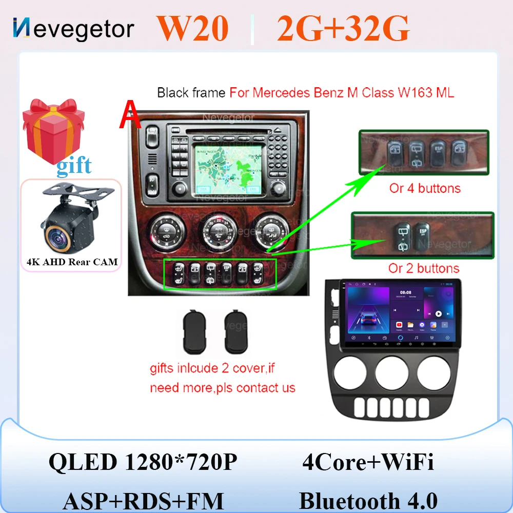 

Android 15 для Mercedes Benz M-Class ML W163 1998-2006 авто Carplay автомобильный радиоприемник мультимедийная навигация 7862 2K QLED экран