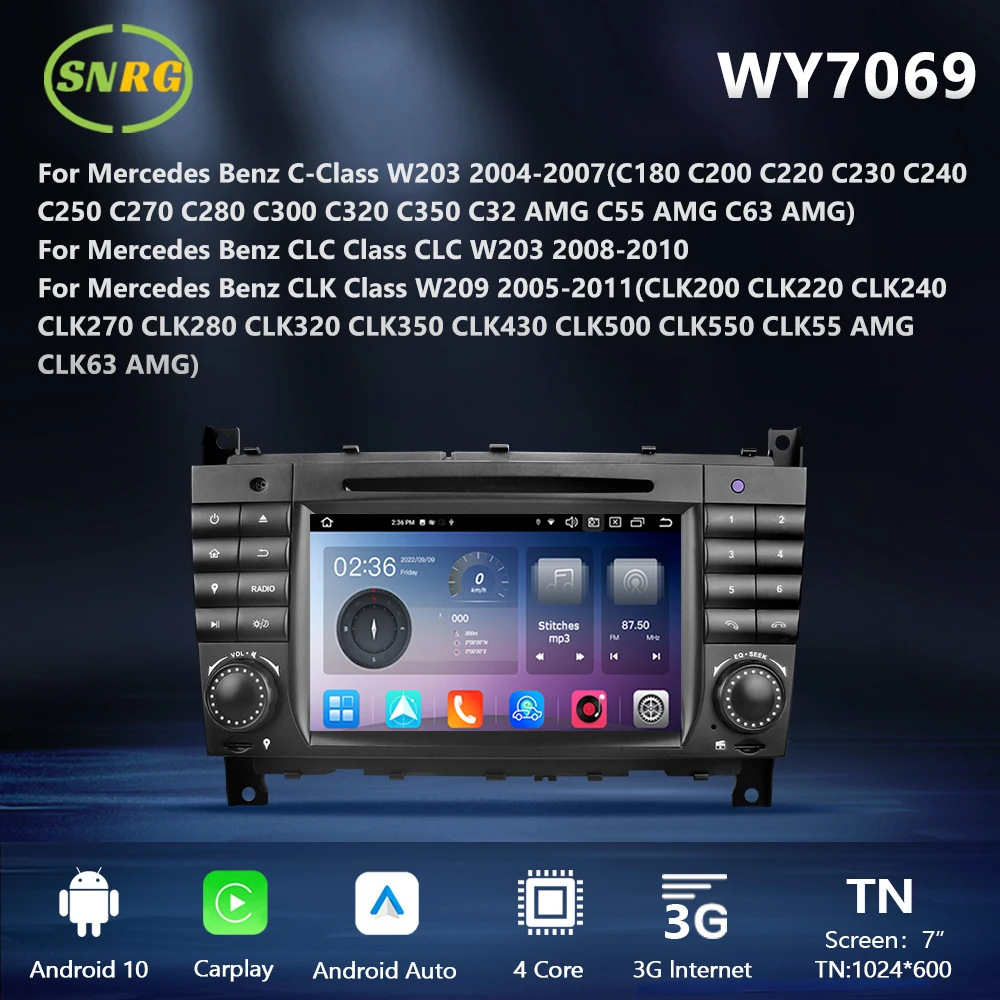 

SNRG радио 2 Din Android для Mercedes Benz C W203 CLC CL203 CLK W209 Bluetooth Carplay авто MP3 MP5 мультимедийный плеер автомобильный стерео