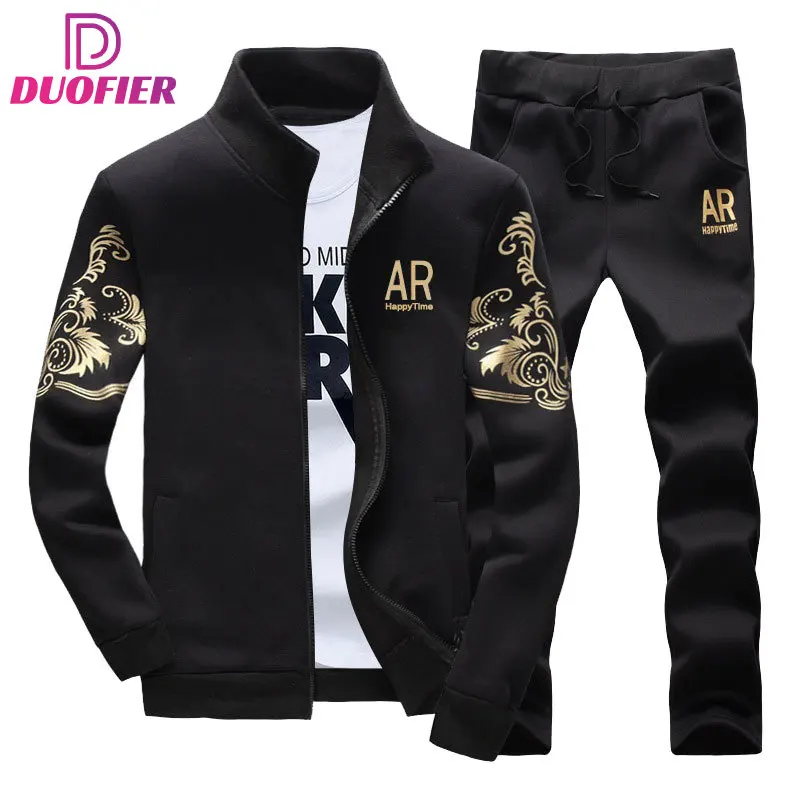 

Mens Casual Tracksuit 2 Piece Zipper Sweatshirt + Sweatpants Sportswear Spring Autumn Tracksuits Men Fashion Daily O-Neck Set