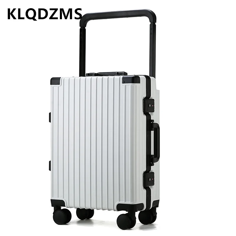 

Новый мужской чемодан KLQDZMS 20 дюймов, 22 дюйма, 24 дюйма, 26 дюймов, ретро алюминиевая рама, тележка, Женский бесшумный Универсальный чемодан на колесиках