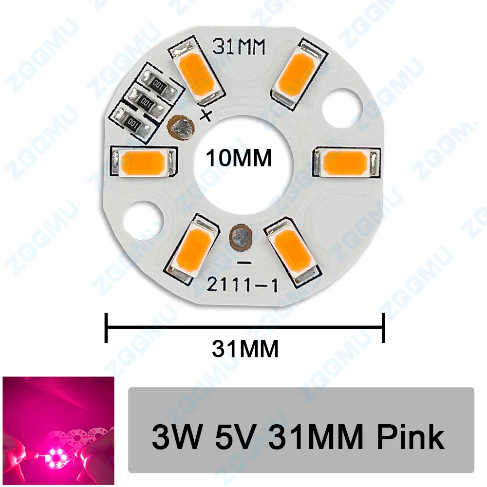 31 мм DC5V 3 Вт 5730 чип SMD DIY круглый красный зеленый синий белый теплый розовый