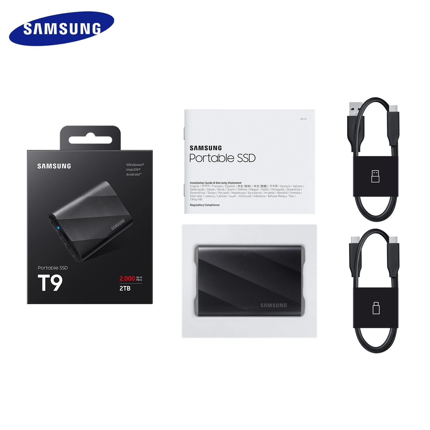 Оригинальный твердотельный накопитель SAMSUNG PSSD T9 USB 3.2 Type-C 1 ТБ 2 4 портативный