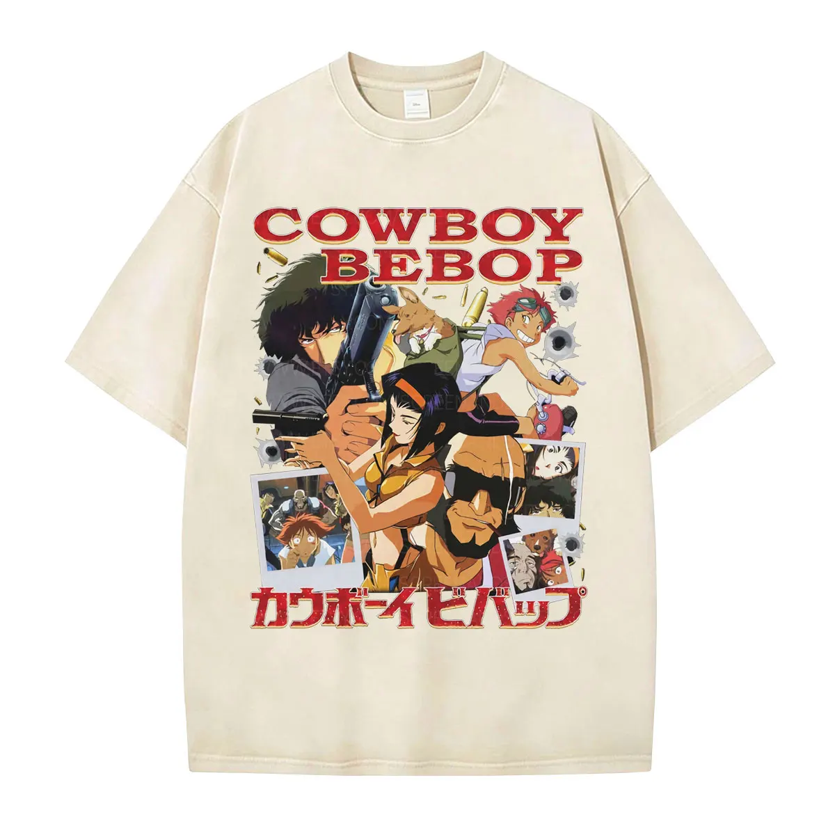 Фото Винтажные футболки унисекс с принтом Anime Cowboy Bebop Spike Spiegel, повседневные, с коротким рукавом, оверсайз, уличная одежда №5