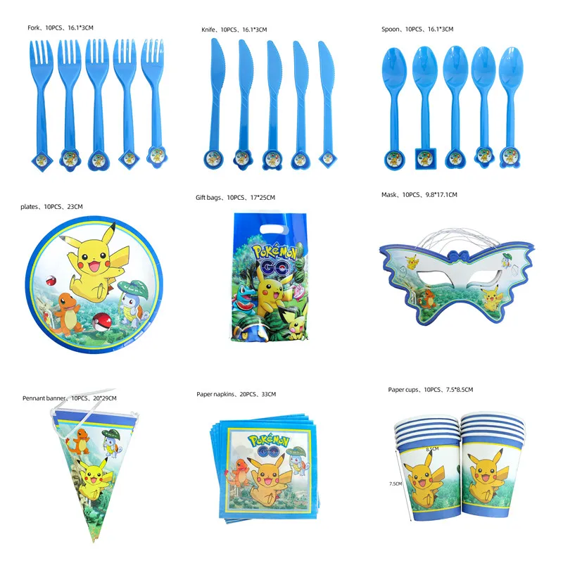 

Pokemon Cartoon Anime Figures Pikachu Charizard Birthday Party Tableware Balloon Decoration Banquet Supplies Children Birthday G