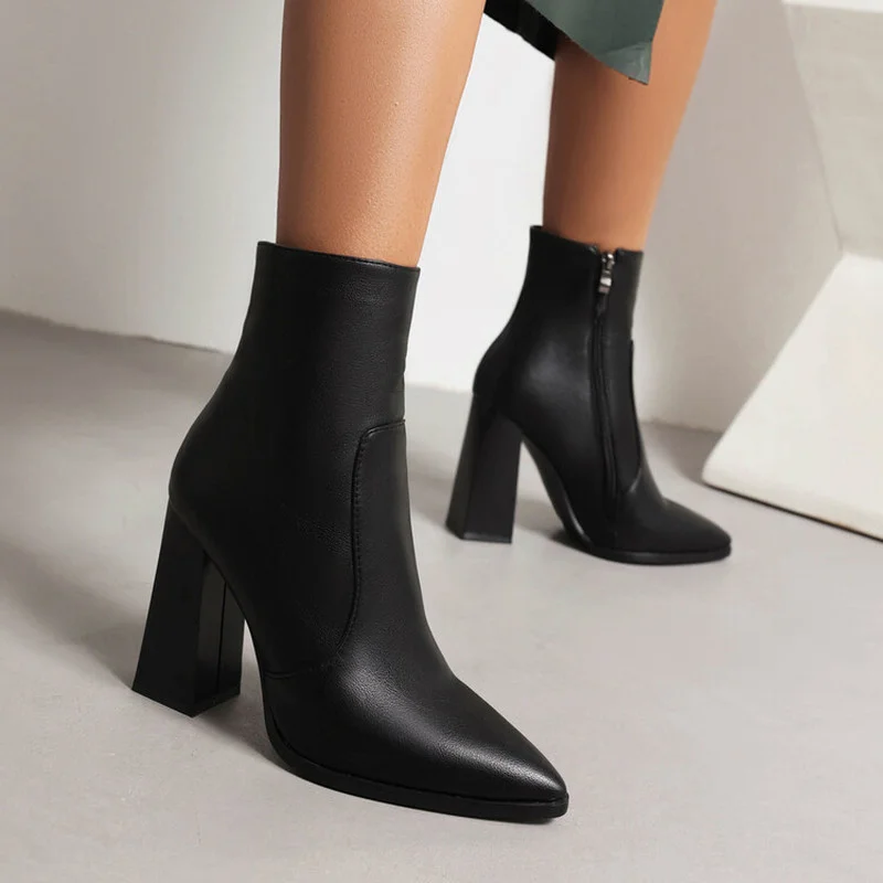 

Ankle Boots for Womens Round Heels Zipper Side Plus Size 35-43 Unisex Booties Custom Color Shoes for Women Thigh High Boots