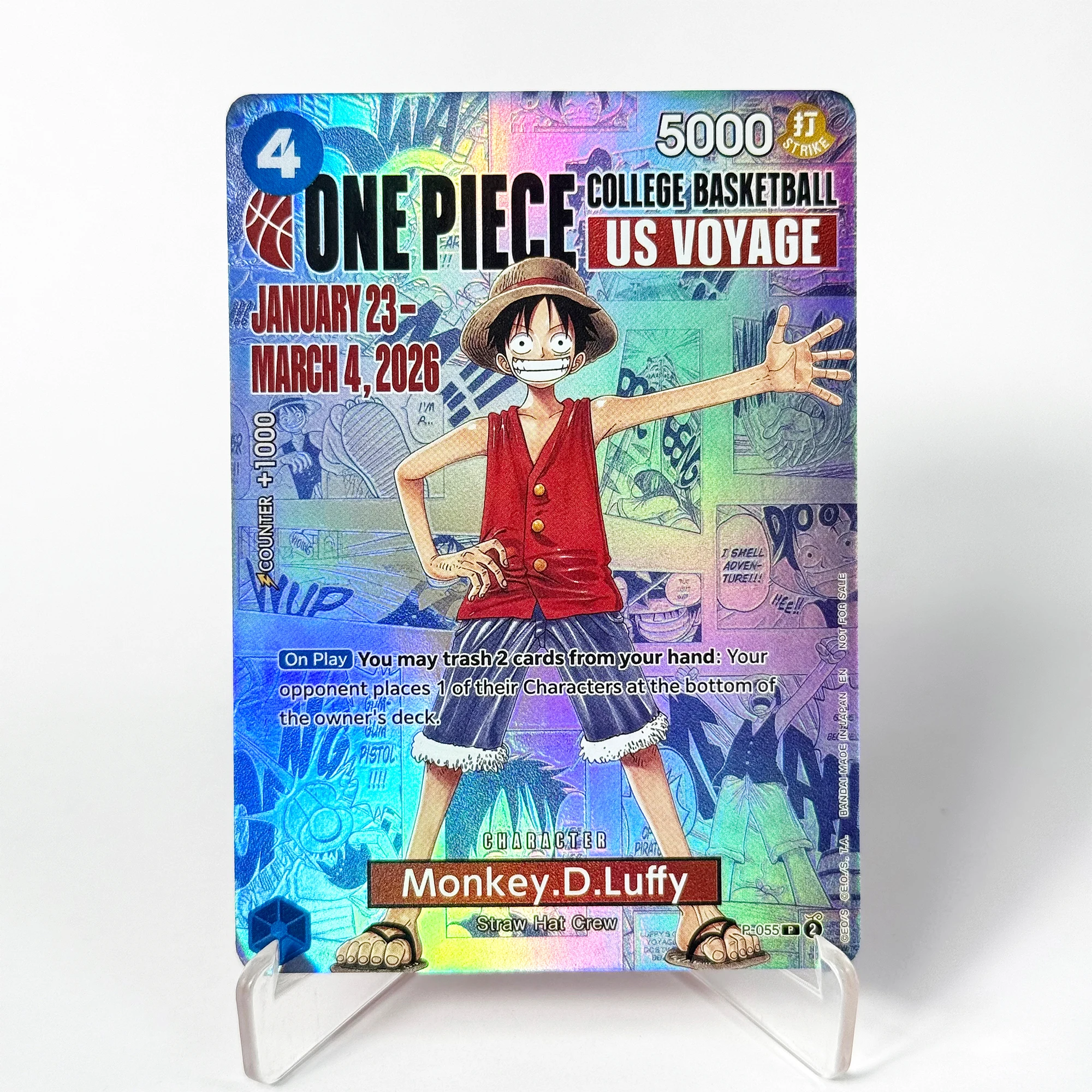 Фото Коллекционная карта One Piece: Аниме-реплика персонажа Луффи из команды Соломенной шляпы, высококачественная карта с фольгированной текстурой, промо-карта для американского колледж-баскетбола №2