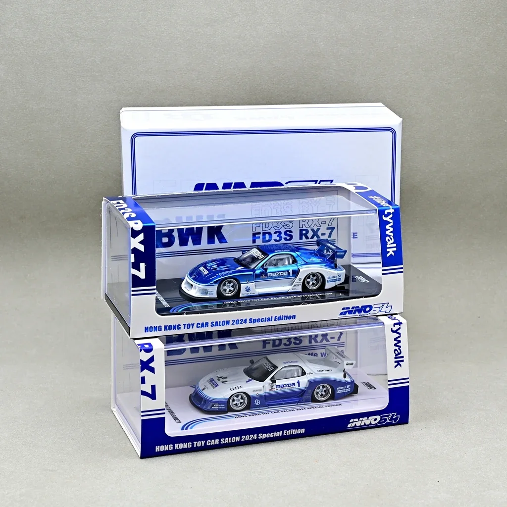 INNO 1:64 LBWK RX-7 FD3S HongKong Salon Chase 2024 литая под давлением модель автомобиля из