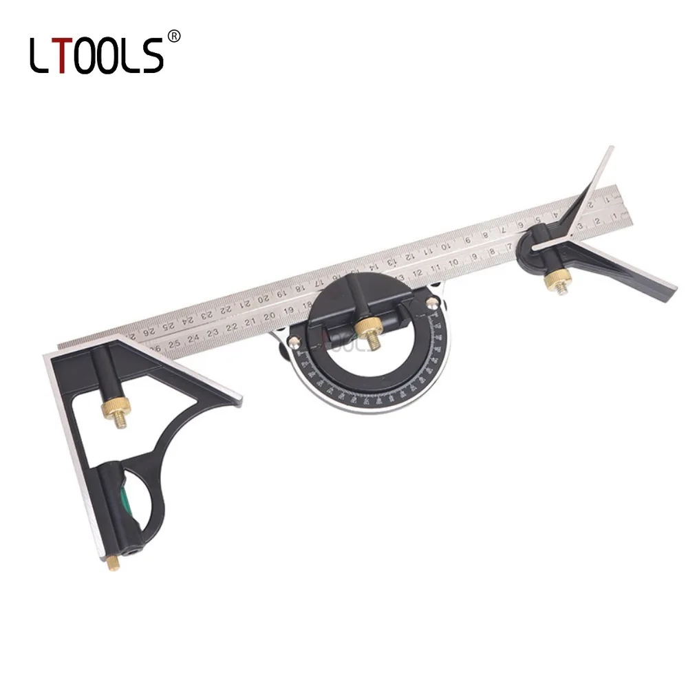 

300mm Combination Angle Ruler Set 3 In 1 Adjustable Multi Right Square Protractor Measuring Tool Horizontal Activity Angle Rule