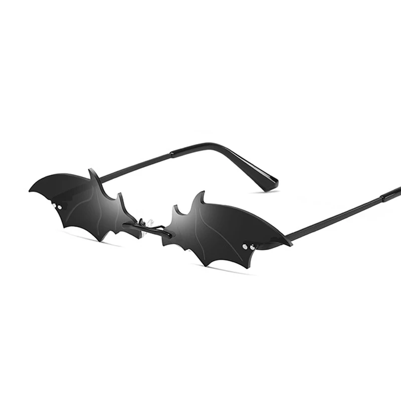 

Fashion Frameless Men's Sunglasses Bat-shaped Sunglasses Women's Retro Black Mirror Metal Trend Colorful Street Shooting Sunglas