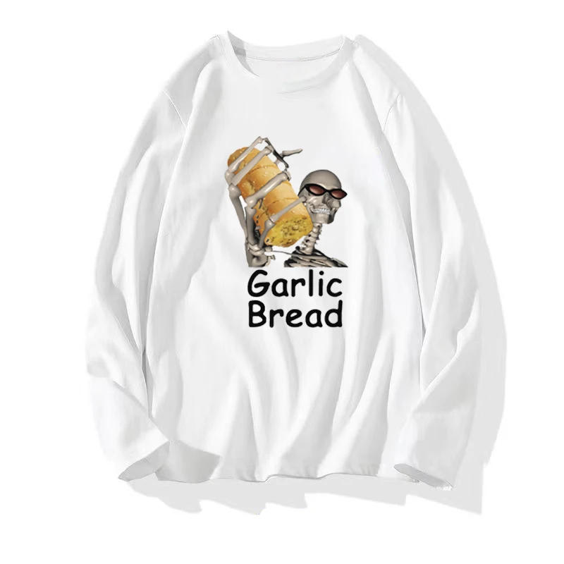 

Новинка 2023, футболка в стиле унисекс с рисунком чеснока и хлеба, в винтажном стиле, из 100% хлопка, свободная уличная одежда