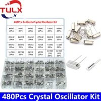 480pcs box hc 49s 24 kinds crystal oscillator electronic kit resonator ceramic quartz dip 6mhz 8mhz 10mhz 12mhz 16mhz 32 768k