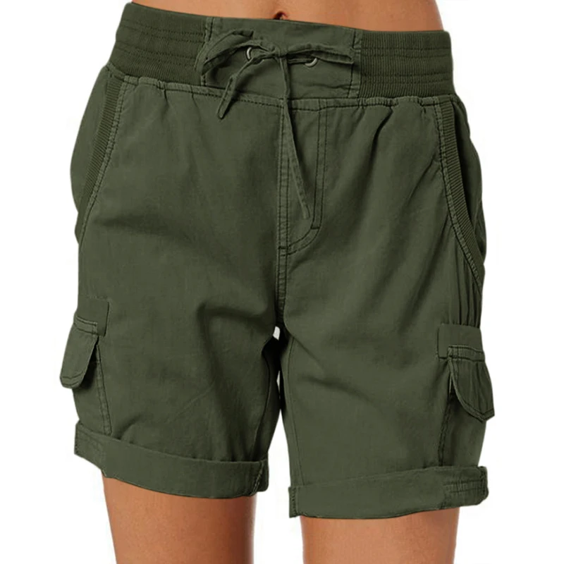 Military Green Cargo Pants Shorts Women's Soft Comfortable Casual Cotton Shorts Summer Bottoms Jeans Shorts Sports Cargo Pants