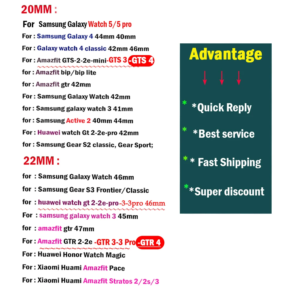 Фото Силиконовый ремешок для Samsung Galaxy Watch 7/6/5/4/3, Active 2/Gear S3, 20 мм, 22 мм, браслет для Huawei Watch GT 2/3/4/5/6 №5
