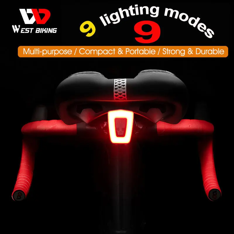 

WEST BIKING Rechargeable Bike Rear Light LED Saddle Taillights Cycling Helmet Light USB Flashlight Safety Bicycle Accessories