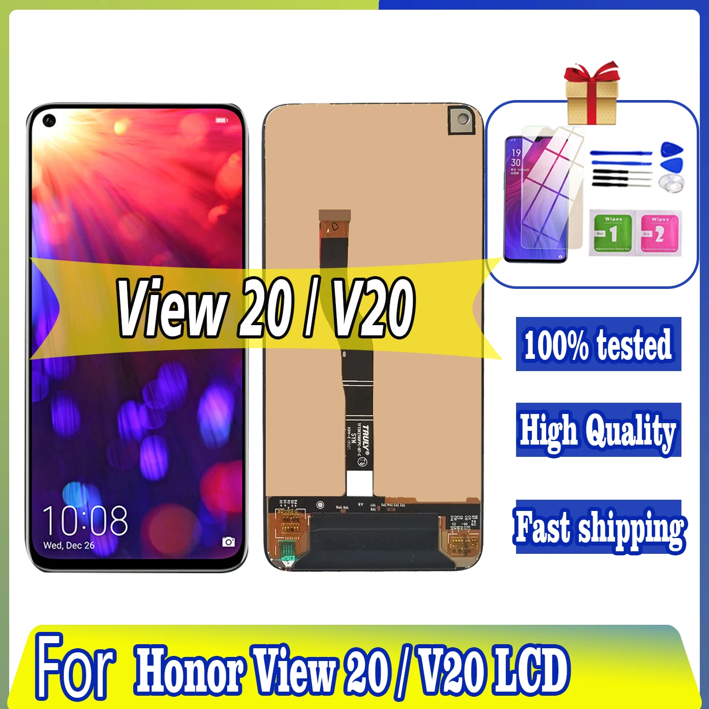 

6.4"Original For Huawei Honor V20 PCT-AL10 PCT-TL10 PCT-L29 LCD View 20 Display Touch Screen Digitizer Assembly Replacement