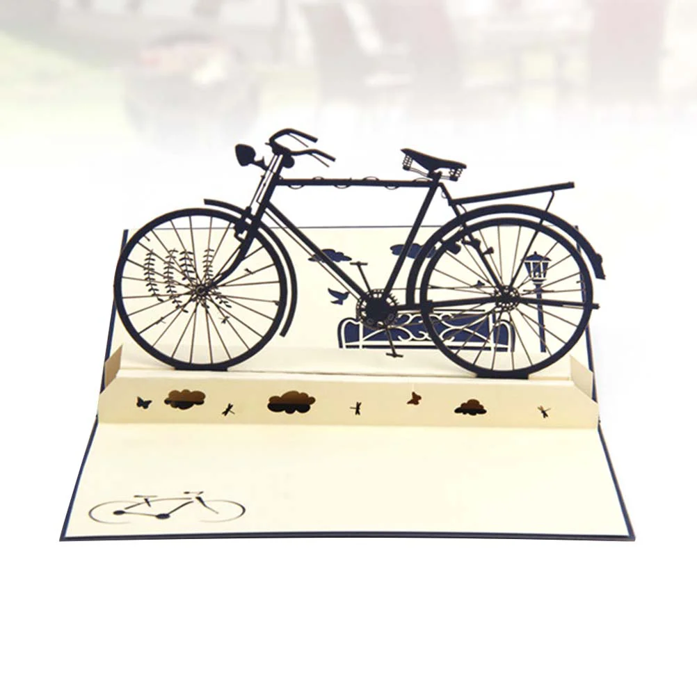 

1PC 3D Bike Blessing Cards Three-dimensional Bike Greeting Cards Father Day Blessing Cards for Party