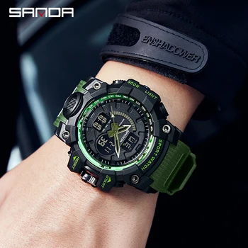 SANDA Brand Luxury Men's Watches 50M Waterproof Dual Display Sports Quartz Watch For Male Electronic Wristwatch Relogio Masculin Other Image