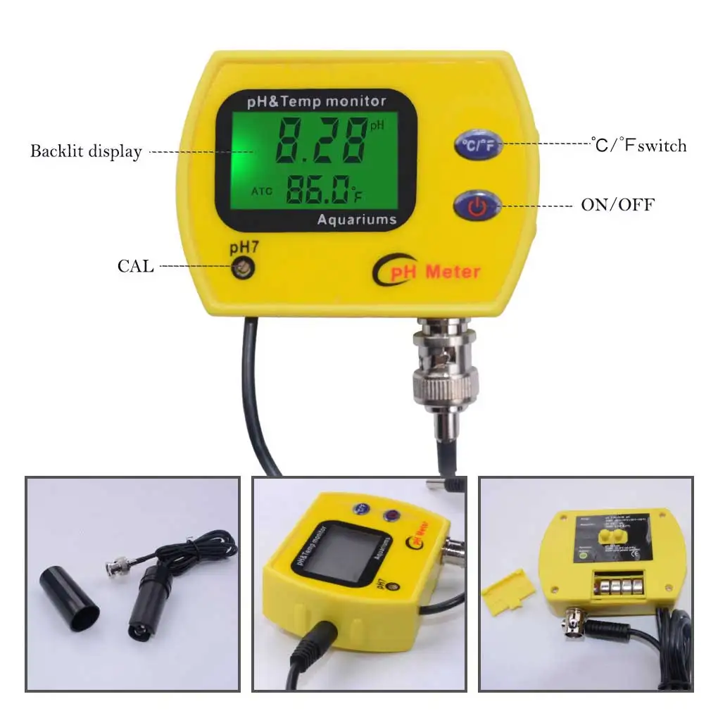 

Digital PH TEMP Meter Aquarium Hydroponic Automatic Shutdown 0-14PH Measurement Range Water Gauge Measuring Tool Monitor for UK