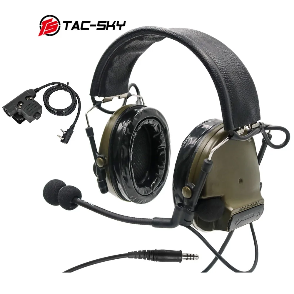 

TS TAC-SKY Military Adapter PTT U94 PTT+ COMTAC III Noise Cancelling Pickup Tactical Shooting Hunting Headphones FG