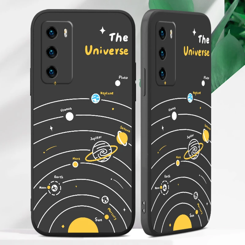 

NOHON Original Soft phone Case For HUAWEI MATE 40 PRO PLUS MATE 30 20X 10 ENJOY 10E 20 solar system Anti-Scratch Cover
