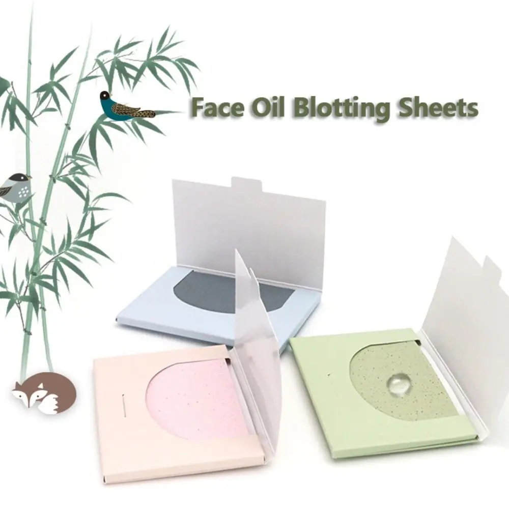 

80Sheets Face Oil Absorbing Paper Mint Bamboo Charcoal Pink Chamomile Oil Control Plant Fibres Blotting Makeup Tools