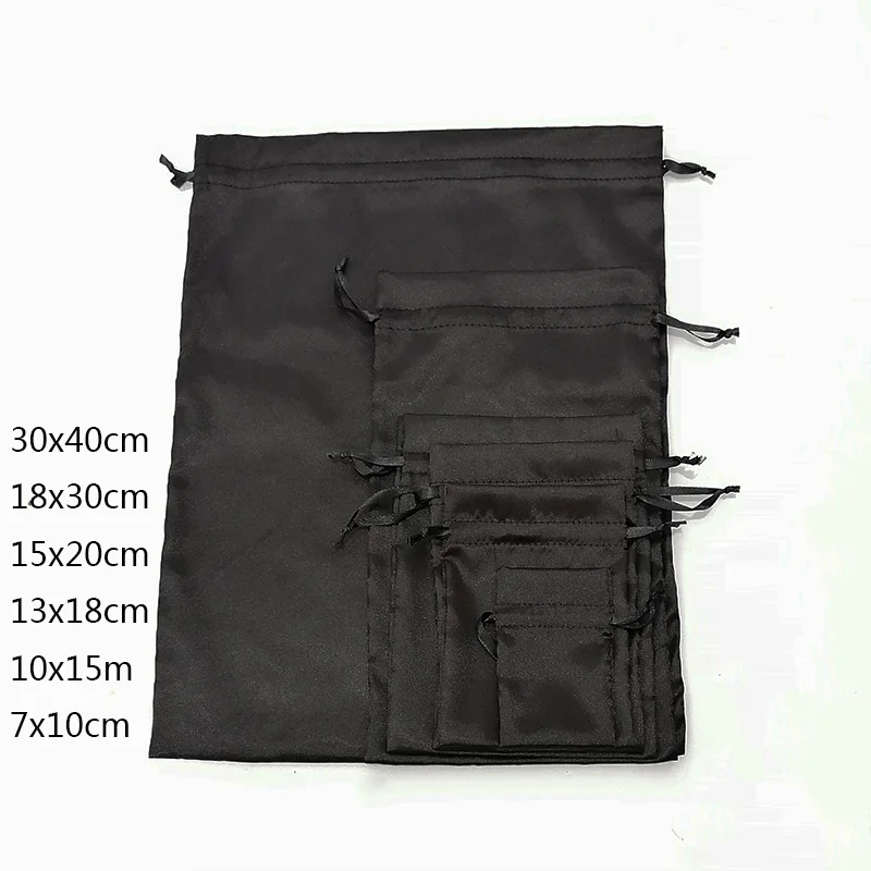 Extensions Hair Bags Ribbon Drawstring Luxry Goods Silk Packaging Pouches Makeup Case Shoes Cloth Wigs Storage Bag Custom Satin images - 6