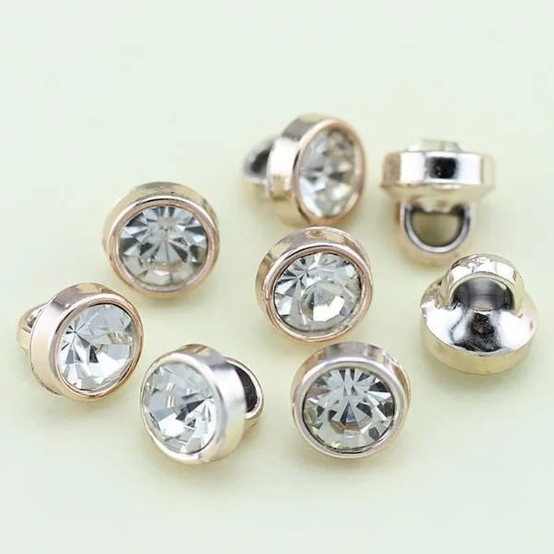 

New 200 Pieces/Pack of ABS Electroplated Plastic Rhinestone Buttons Wholesale DIY Shirt Collar Shiny Rhinestone Buttons