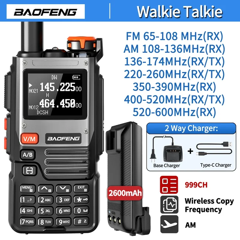 Baofeng UV-K61 Walkie Talkie Беспроводная частота копирования воздушного диапазона FM-радио