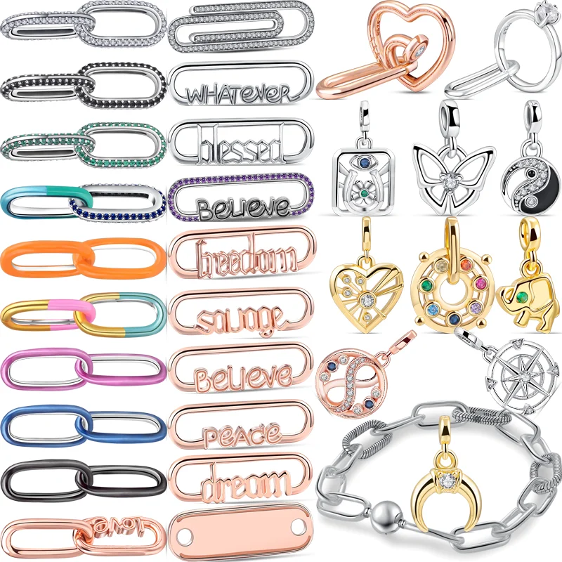 100% 925 Argento Me Mini Ciondolo Doppio Collegamento Styling Perline Fai Da Te Fit Originale Pandora Me Charms Braccialetto Accessori Per Gioielli Da